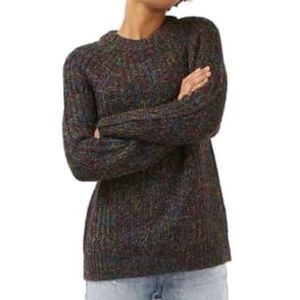 Topshop Metallic Confetti Fuzzy Crewneck Sweater